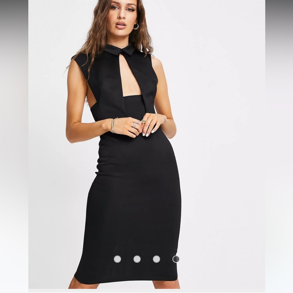 ASOS Black Midi Dress with Keyhole Cutout